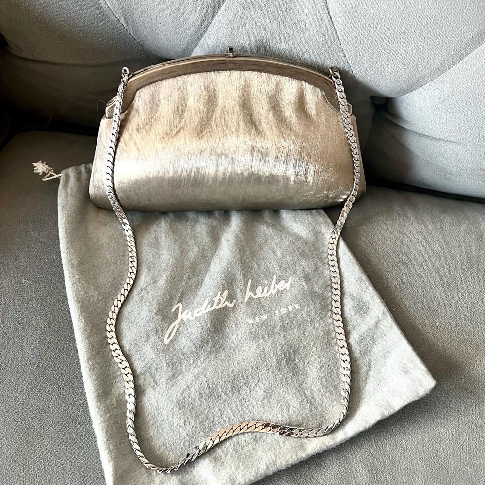 Vintage JUDITH LEIBER Iconic Chatelaine Minaudière Metal/Python Leather Bag